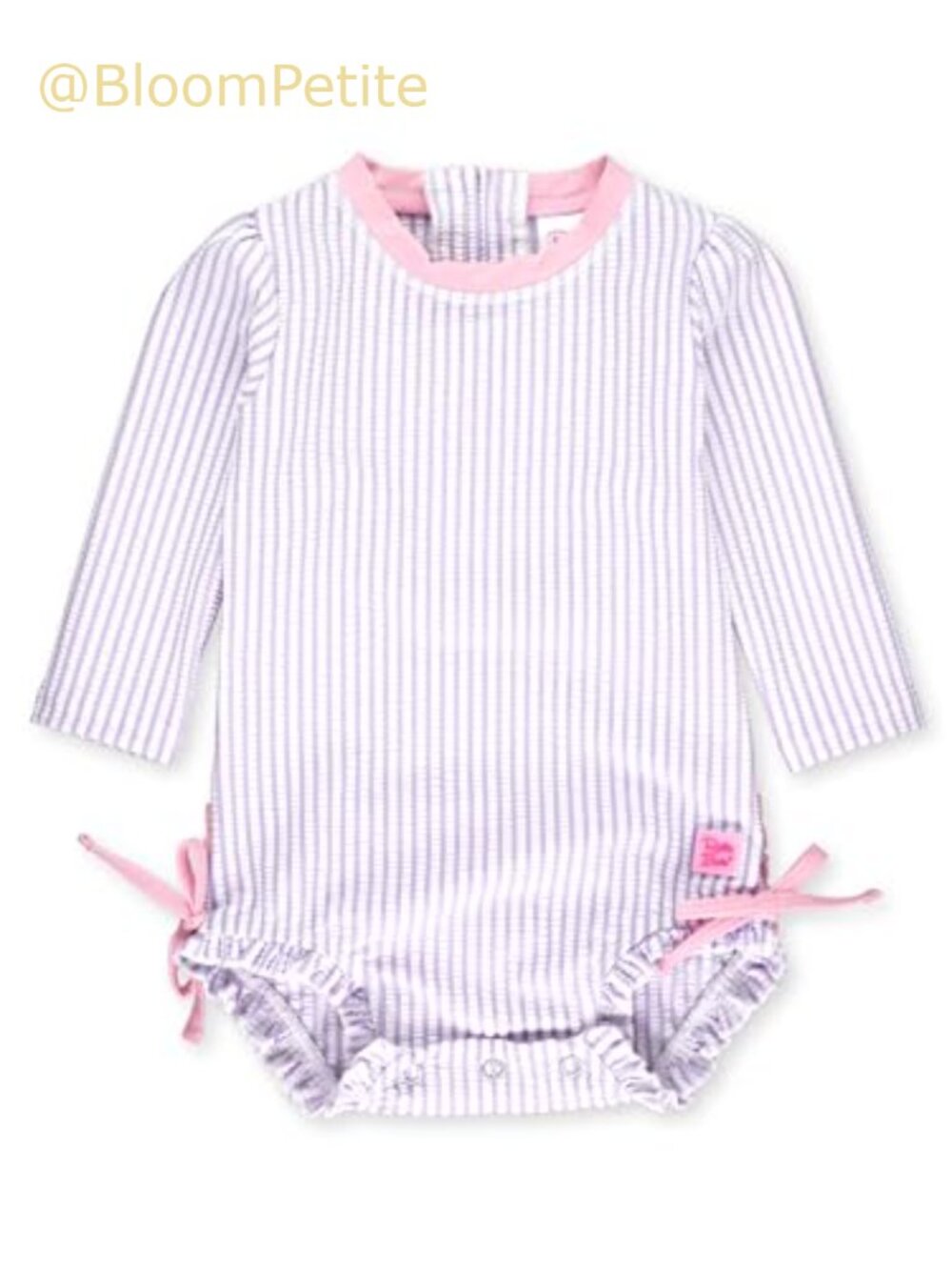 Baby Girls Seersucker Rash Guard One Piece Swimsuit UPF 50+